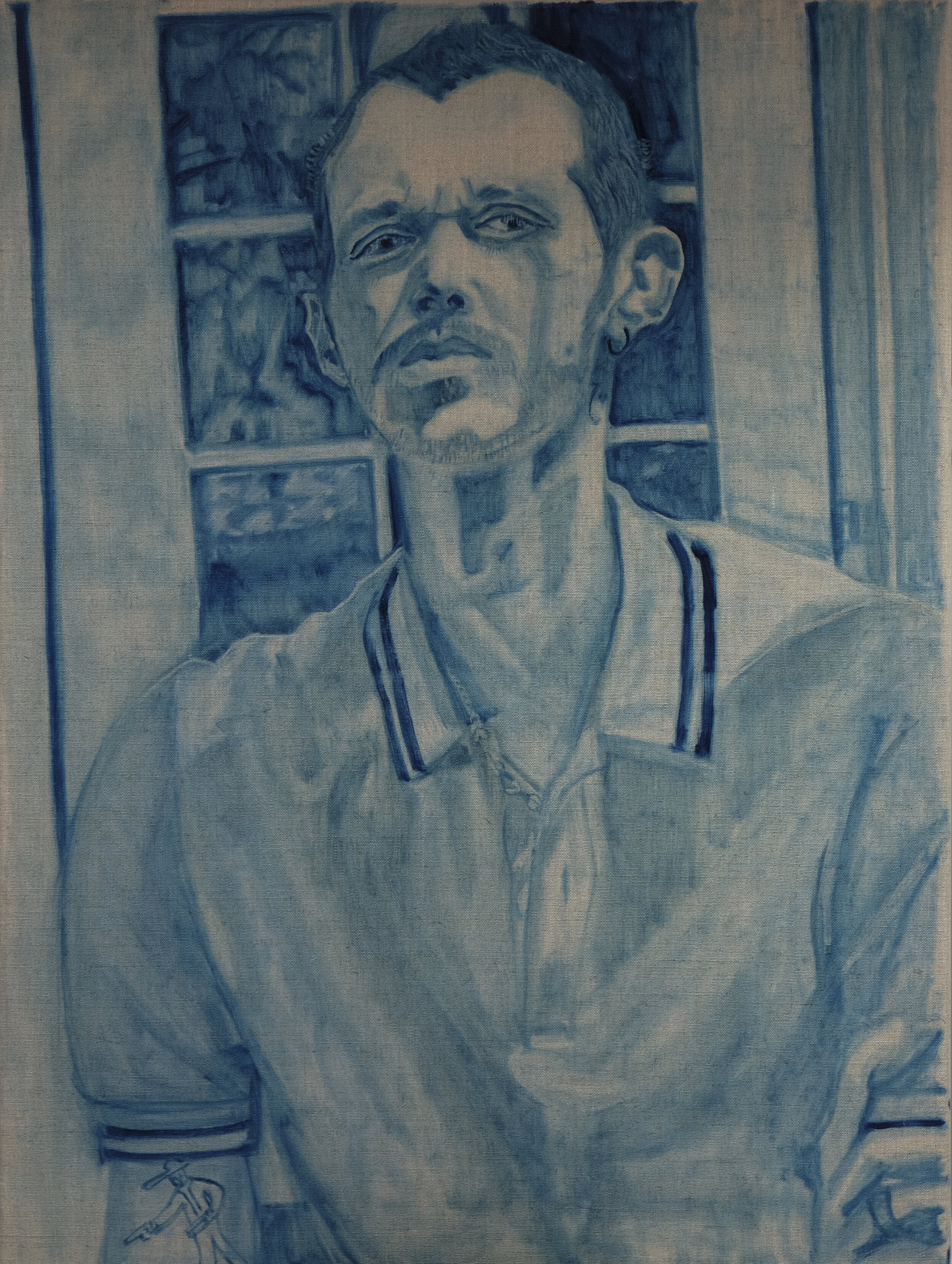   Self Portrait in Blue   2020  Oil on linen  60cm x 80cm 