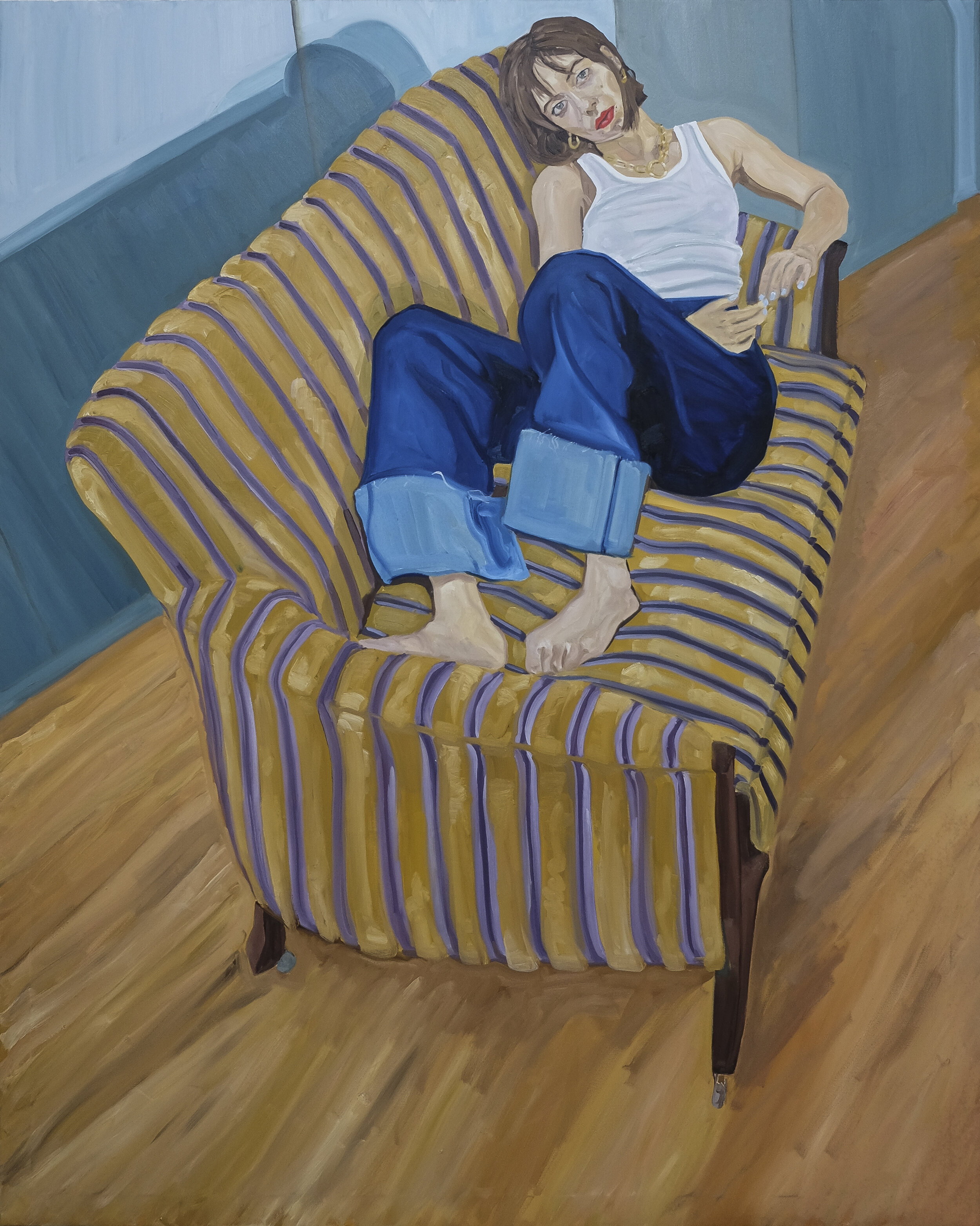   Oriana On A Golden Sofa   2020  Oil on canvas  180cm x 225cm 