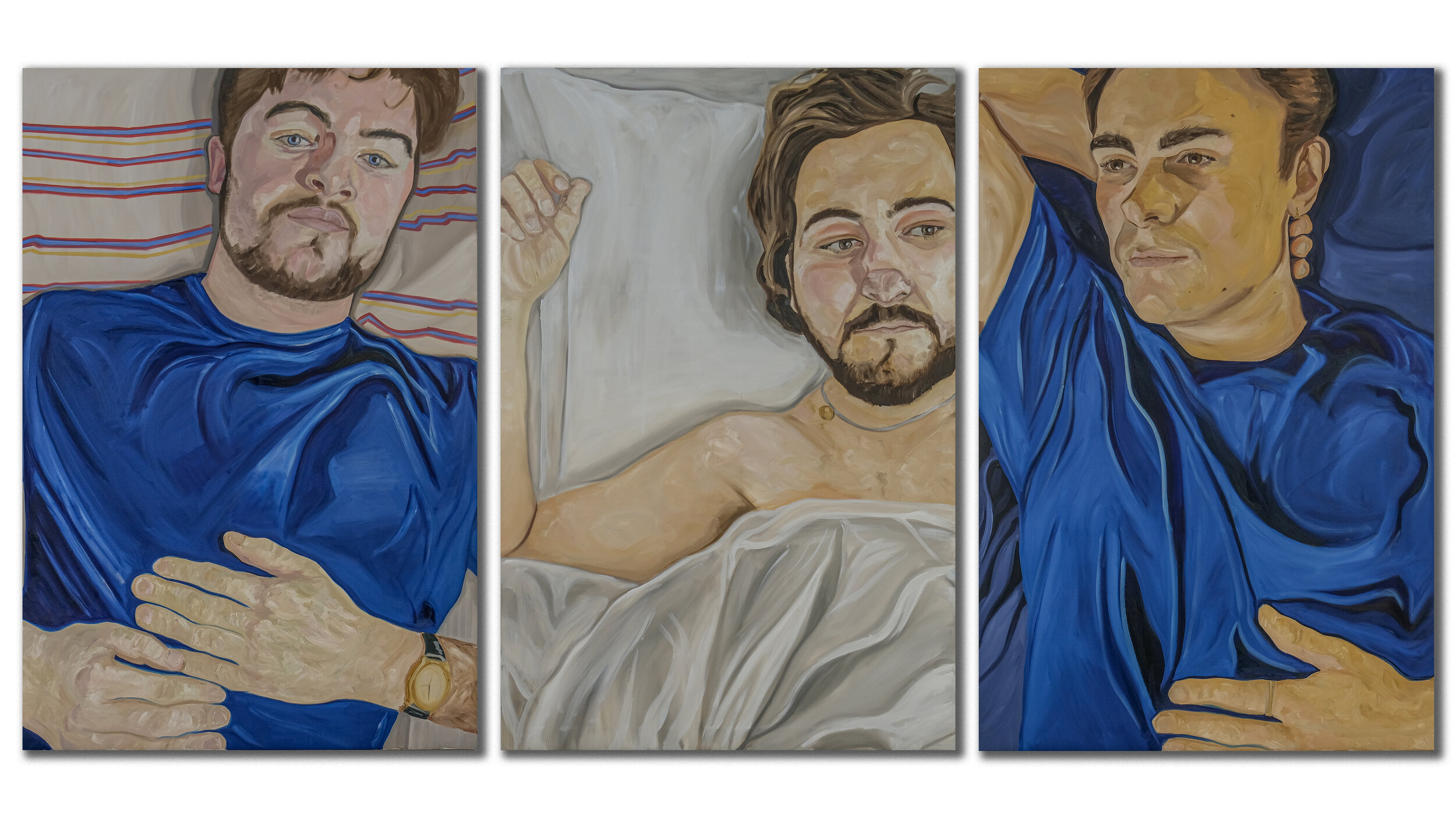  Triptych in Bed   2021  Oil on canvas  120cm x 180cm each 