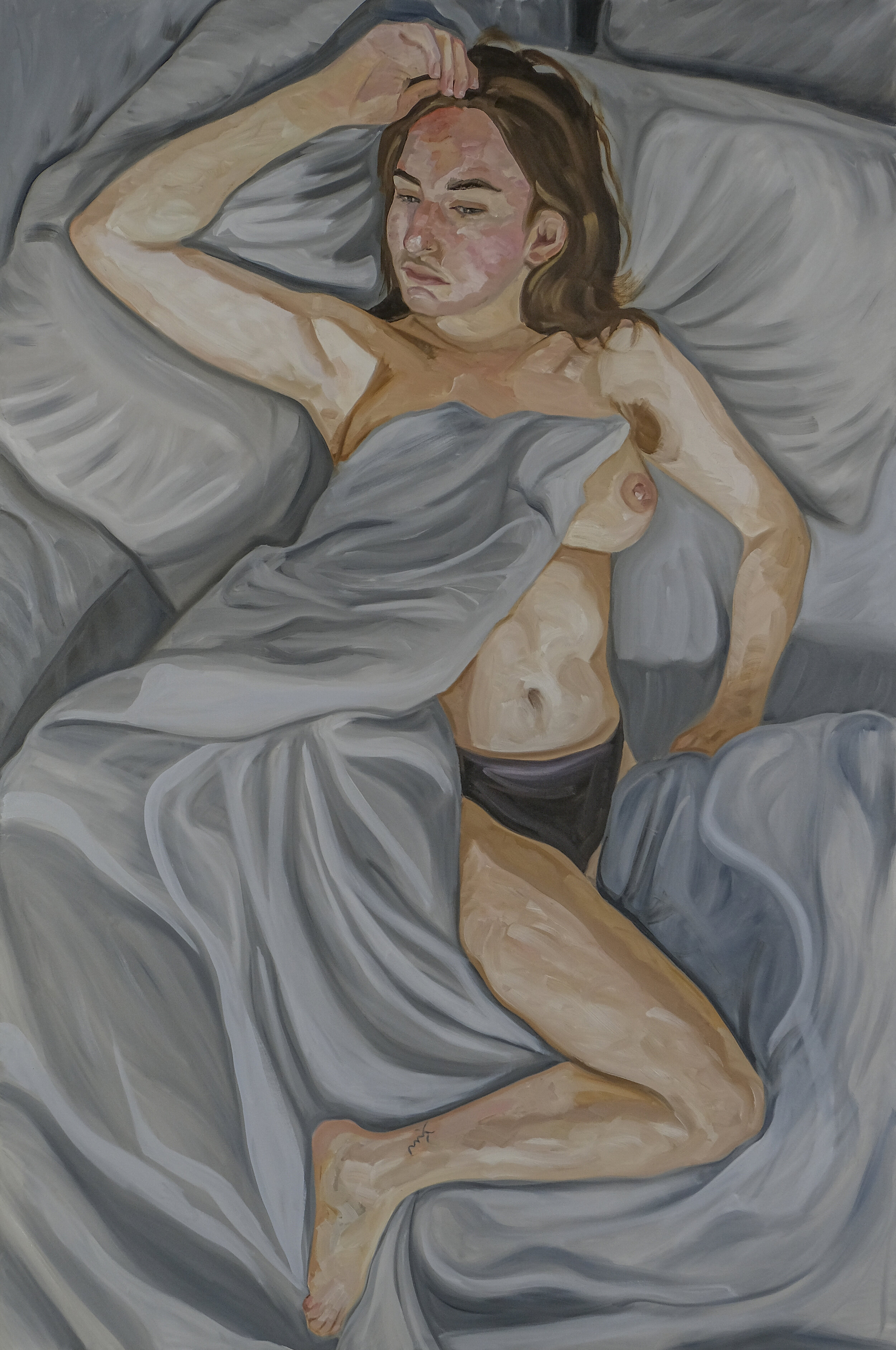   Nina Between The Sheets   2021  Oil on canvas  122cm x 183cm 