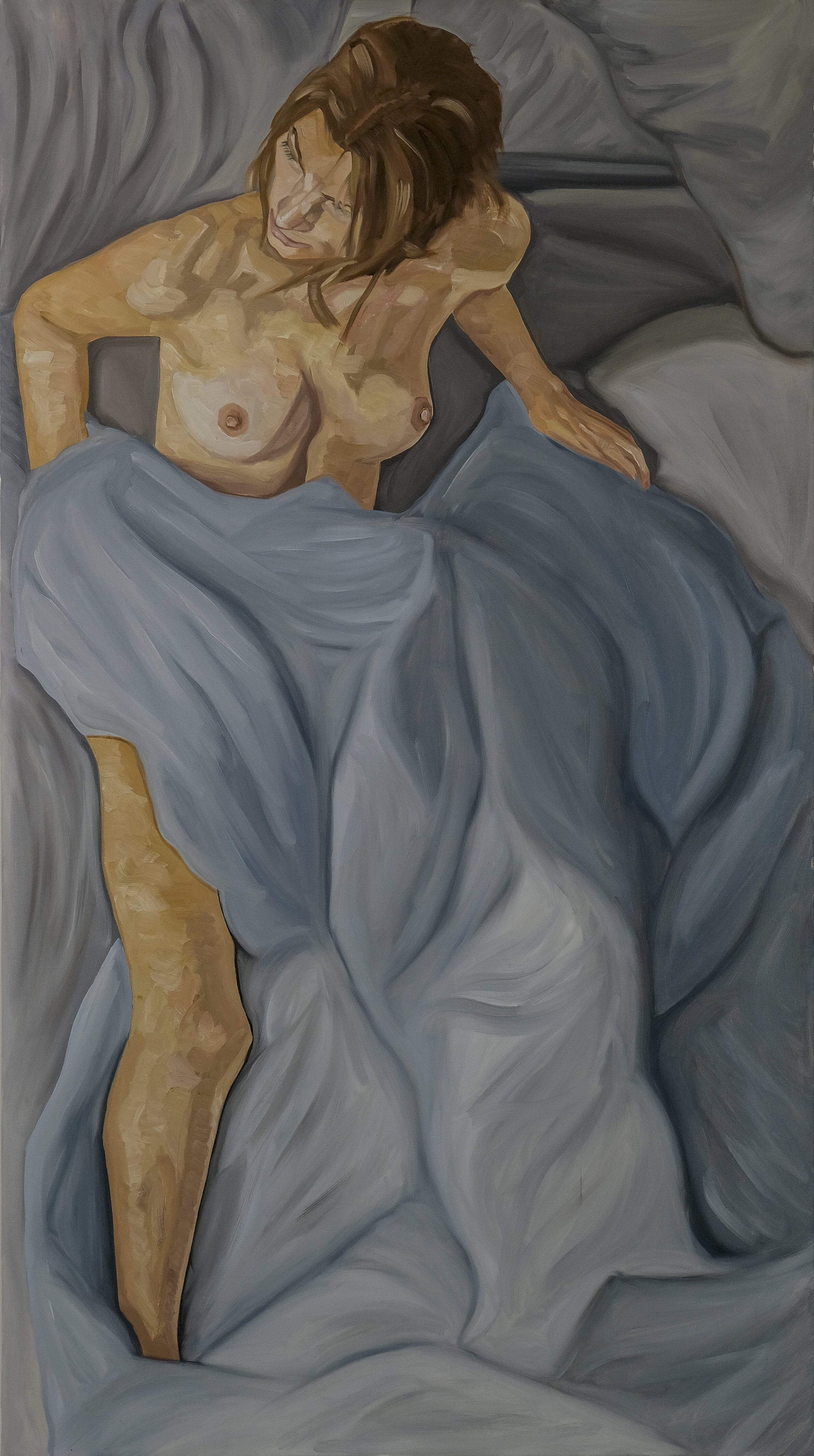   May in Bed   2021  Oil on canvas  100cm x 180cm 