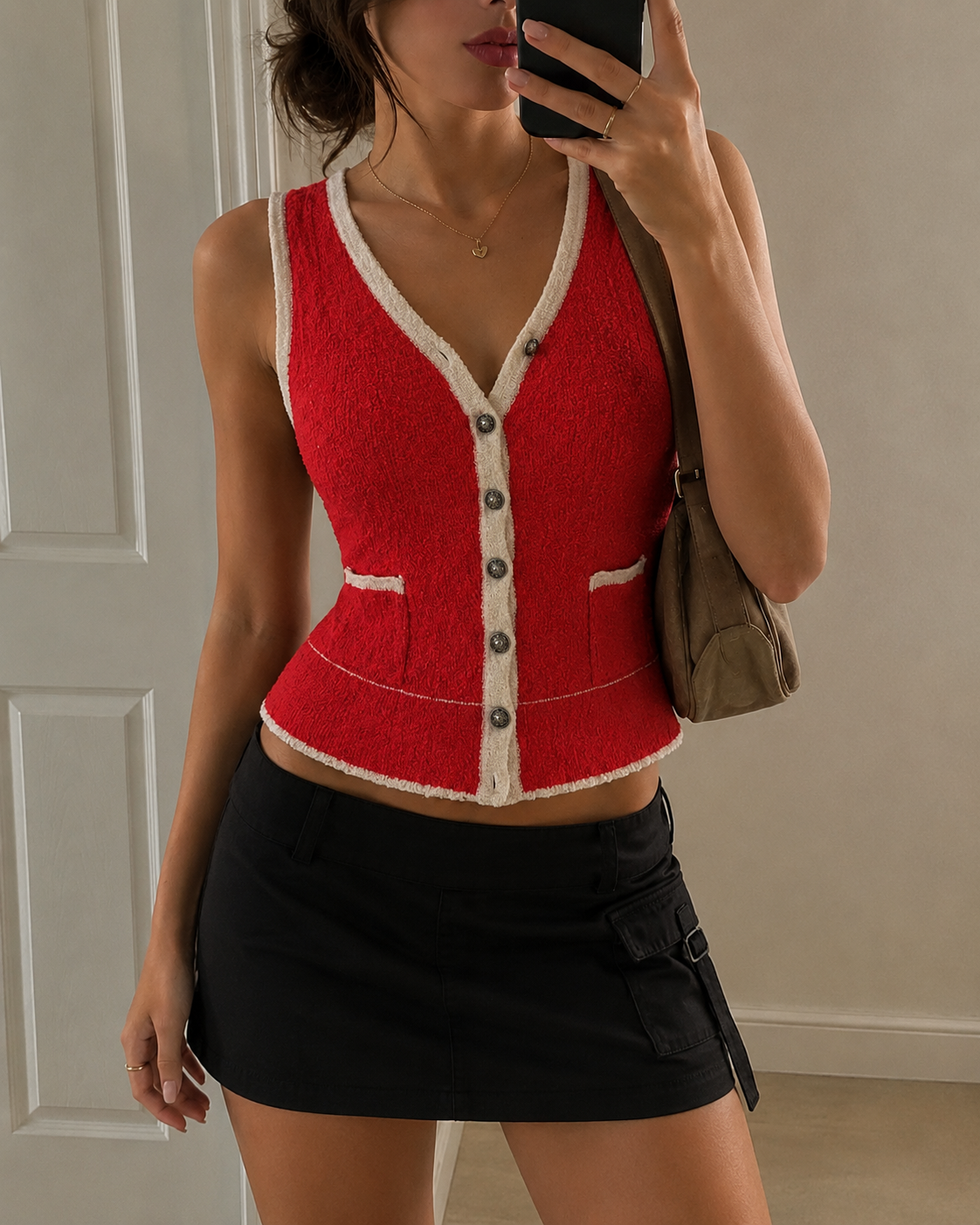 Vintage Red Terry Cloth Top