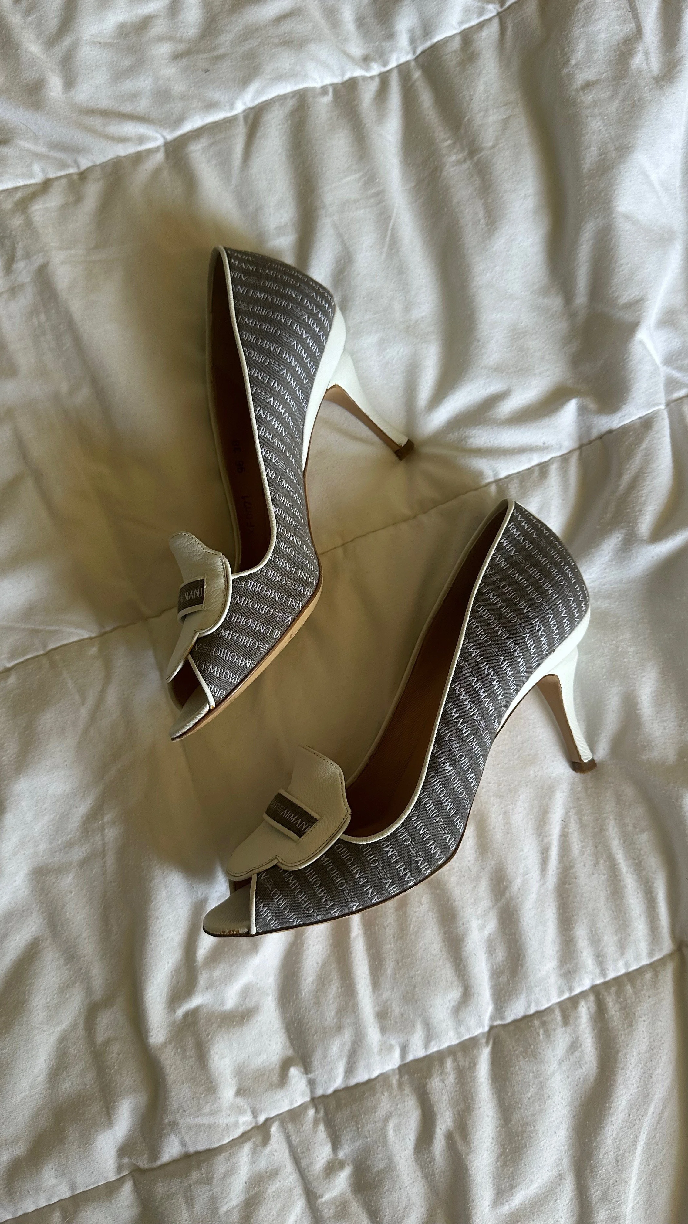 Vintage Logo Canvas Heels by Emporio Armani