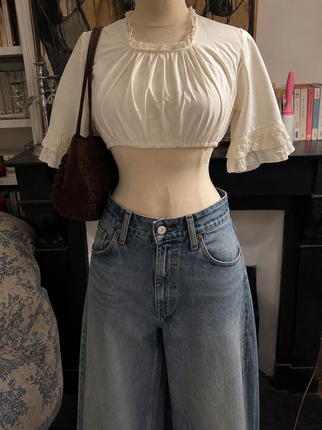 Vintage Austrian Lace Crop Top Front