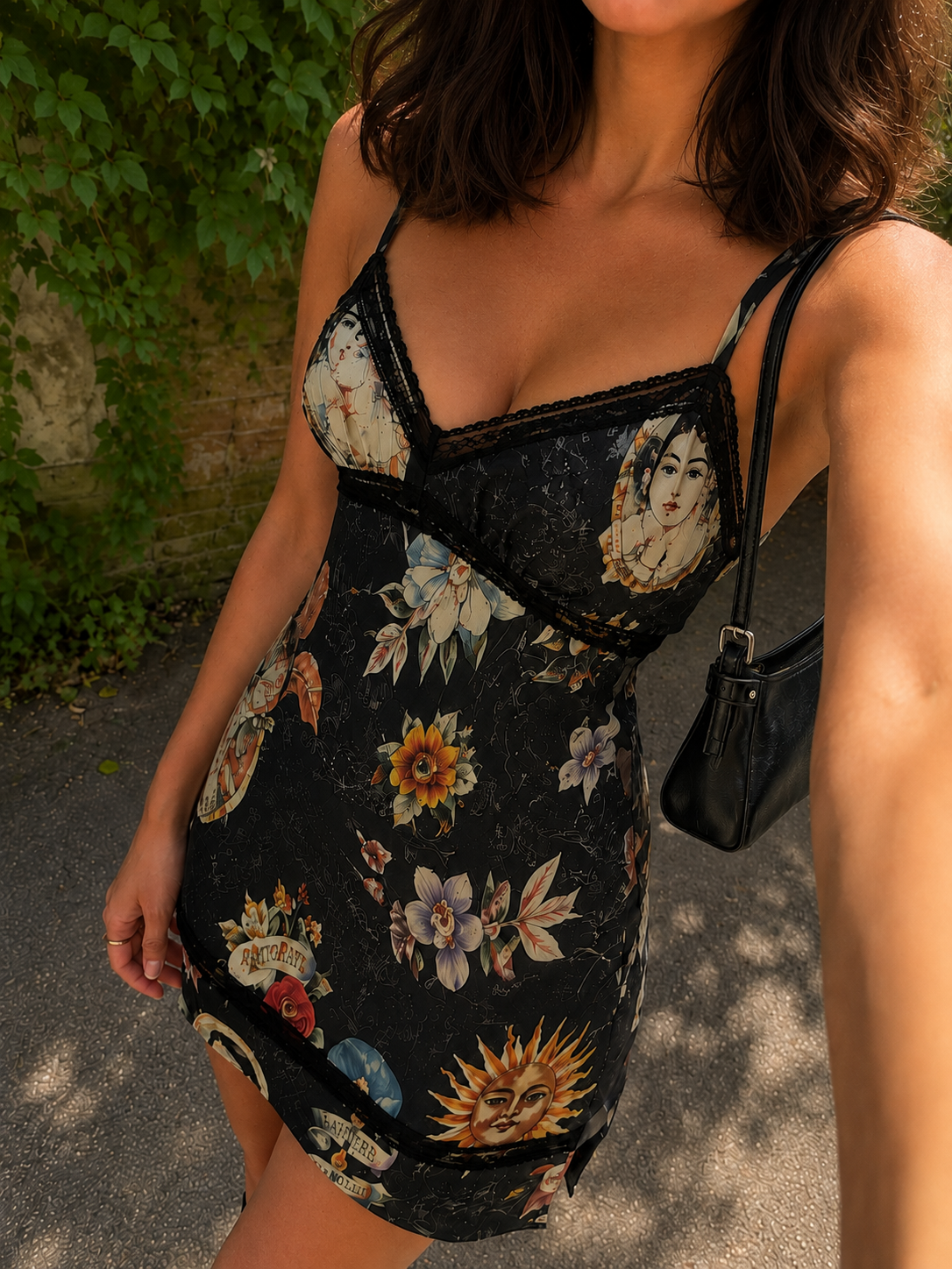 Vintage Printed Silk Slip Dress