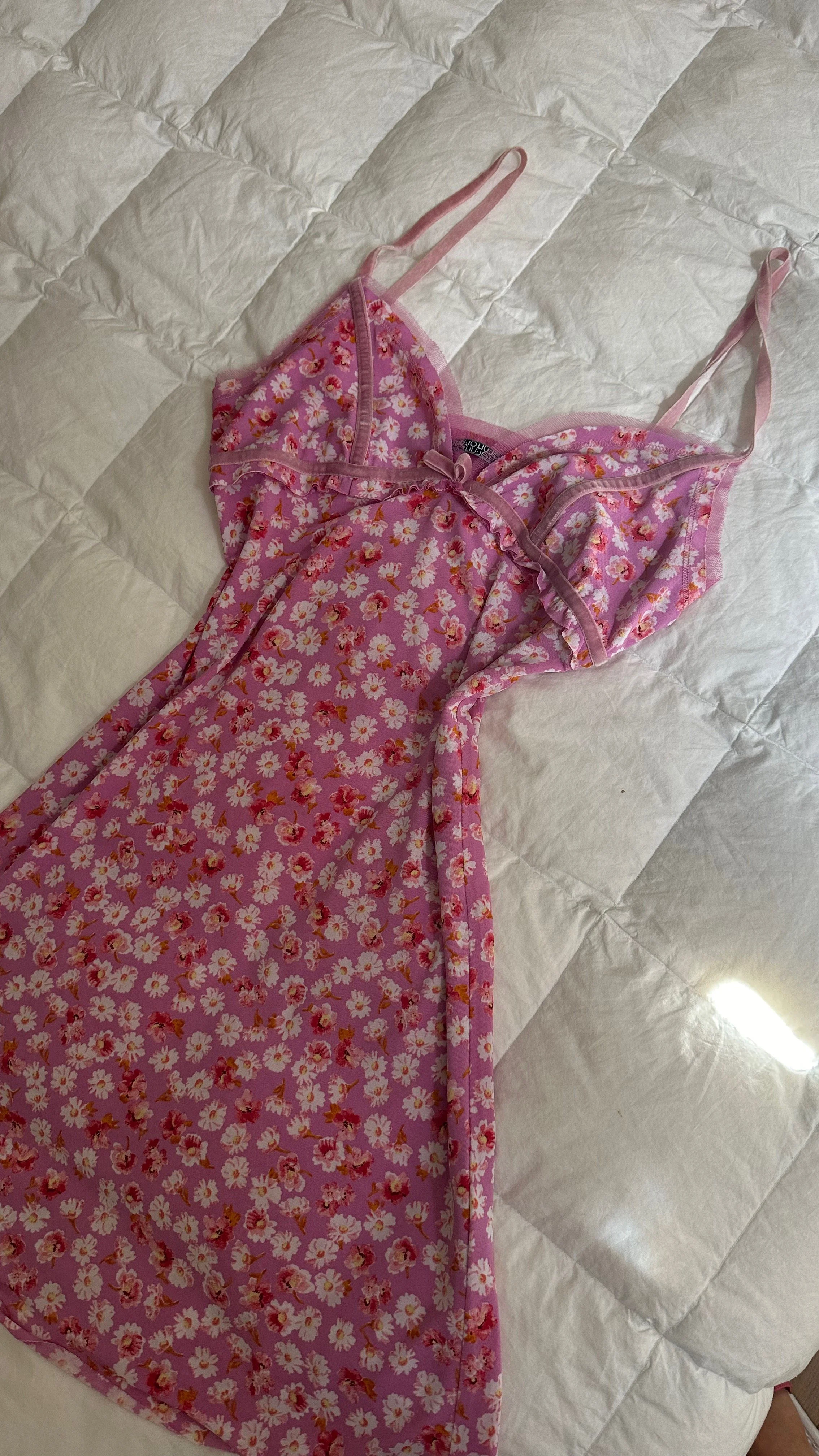 Vintage Pink Floral Slip Dress