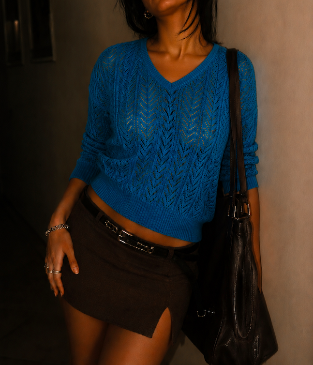 Vintage Handmade Fern-Knit Sweater Front
