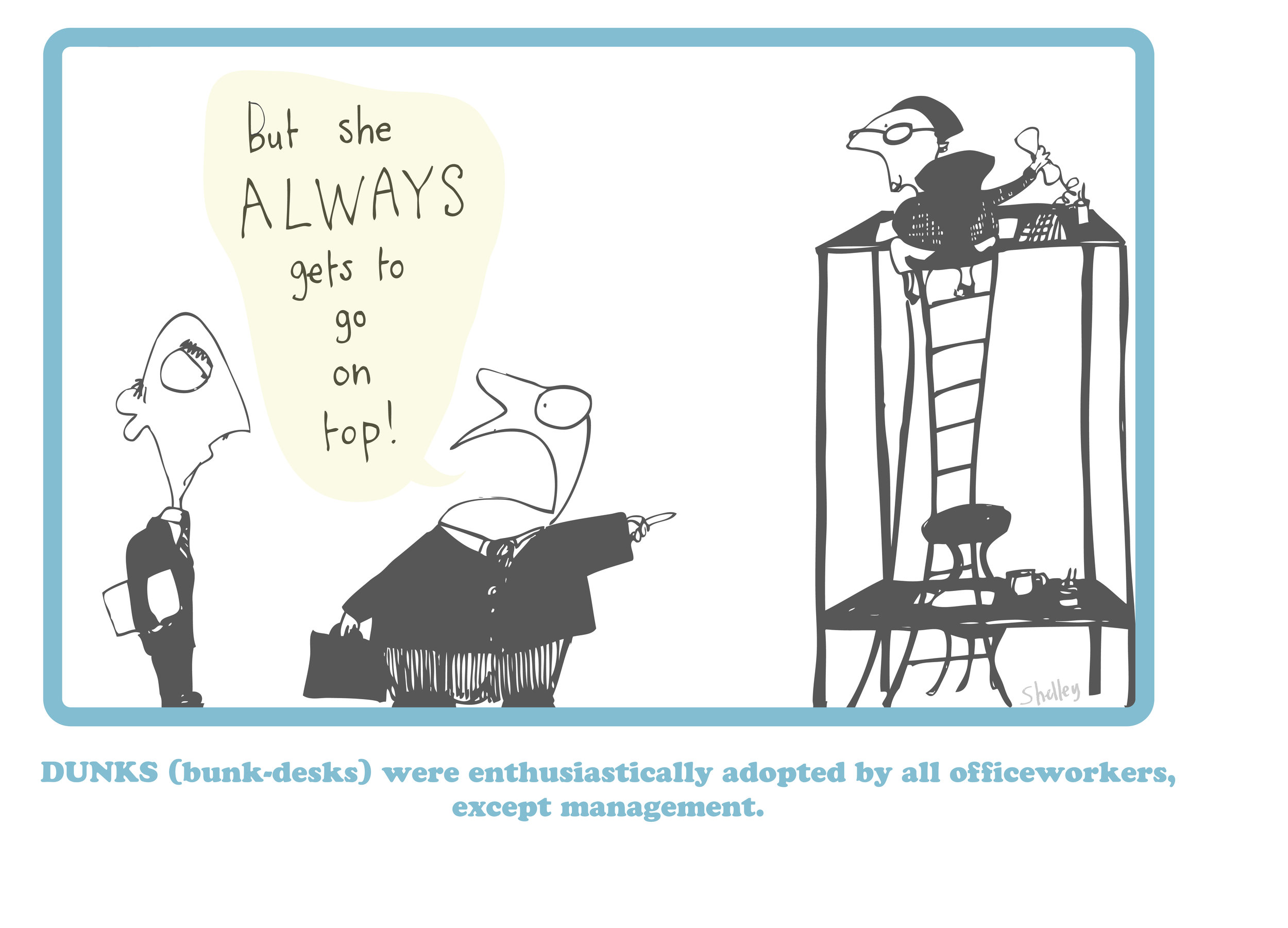 Bed dunks work cartoon