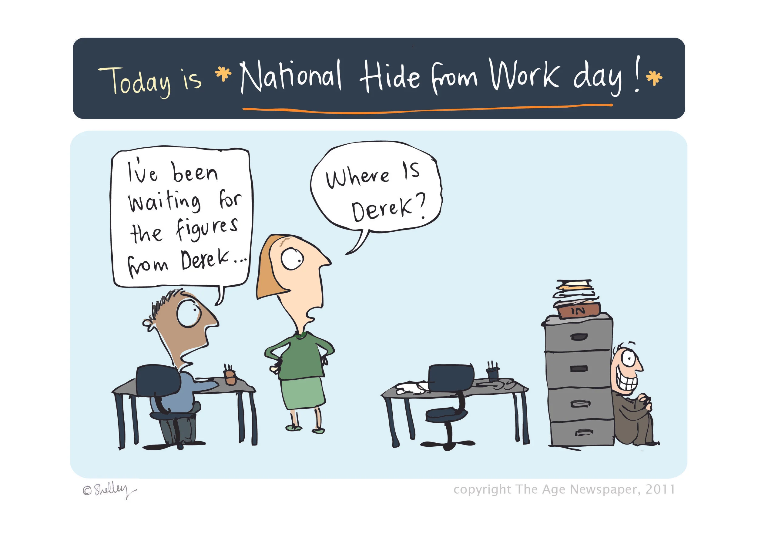National hide from work cartoon