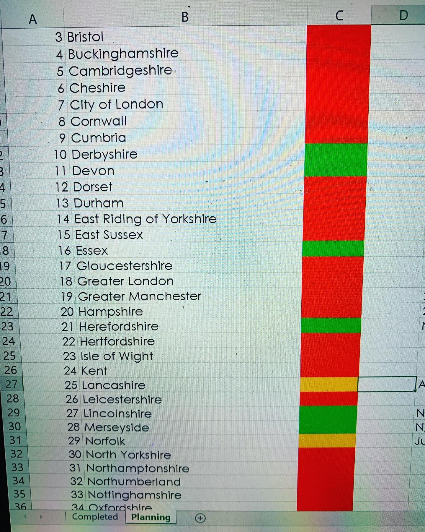 Running RAG.
.
.
🏃🏼&zwj;♀️🚦👩🏼&zwj;💻 🥵.
.
.
#seeingred #ragstatus #trafficlights #planning #spreadsheets #runningwithrosie #wherewerun #england #englishcounties #countychallenge #c4c #challengesforchange