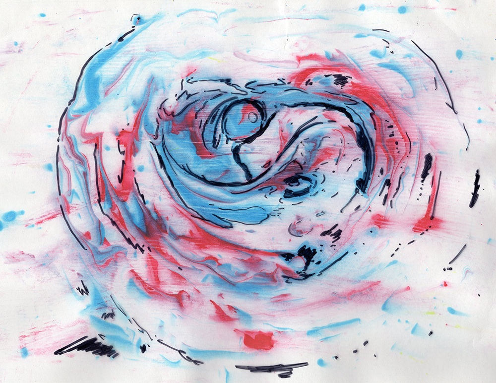 “Arriba y Abajo” | ink, acetate on paper | 2018