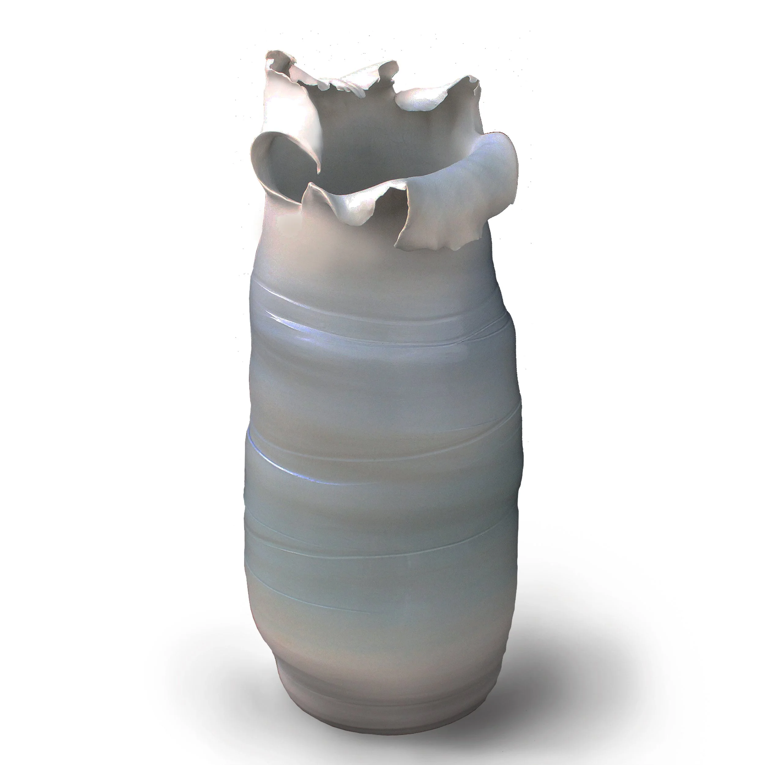 Subtle Waves Porcelain Vase - 16H
