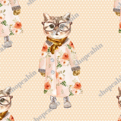 Miss Kitty with Glasses White Polka Dots with Light Peach Back.jpg