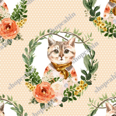 Miss Kitty Floral Wreath White Polka Dots Peach Back.jpg