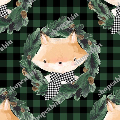 Winter Boy Fox In Green And Black Gingham.jpg