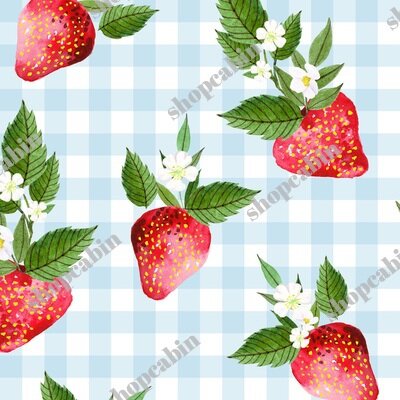 Strawberries With Pastel Blue Gingham.jpg