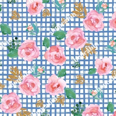 Pink Flowers Blue Squares.jpg