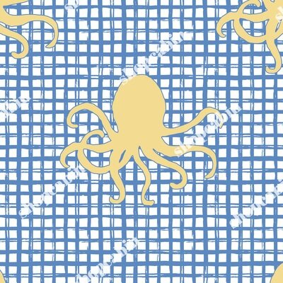 Yellow Octopus With Blue Squares.jpg