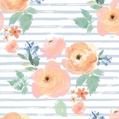 Spring Blush And Blue Florals With Blue Stripes.jpg