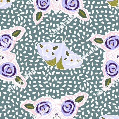 Lilac Florals and Butterflies in Botanical Green.jpg