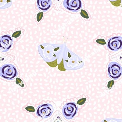Lilac Florals and Butterflies in Pink Back.jpg