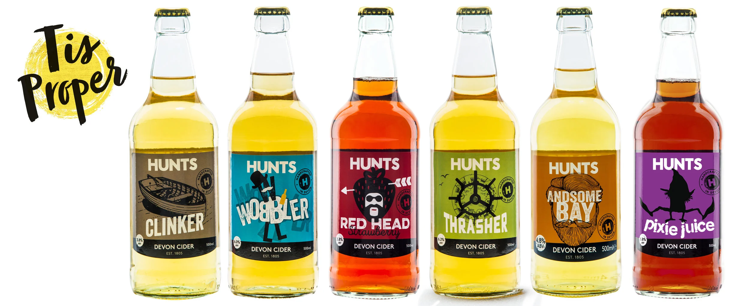 Hunts Cider range - bottle label design
