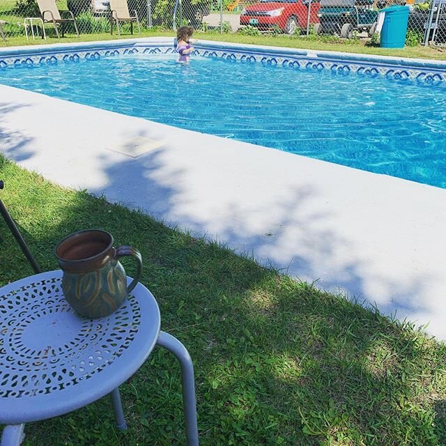 Poolside for morning coffee.  #nekvt #yourcabininvermont