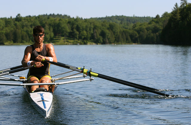 Hank Moore at stroke in the M2x.