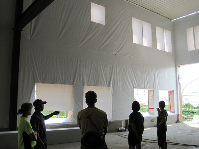 Pete showed the group around his new hyper-insulated barn construction.