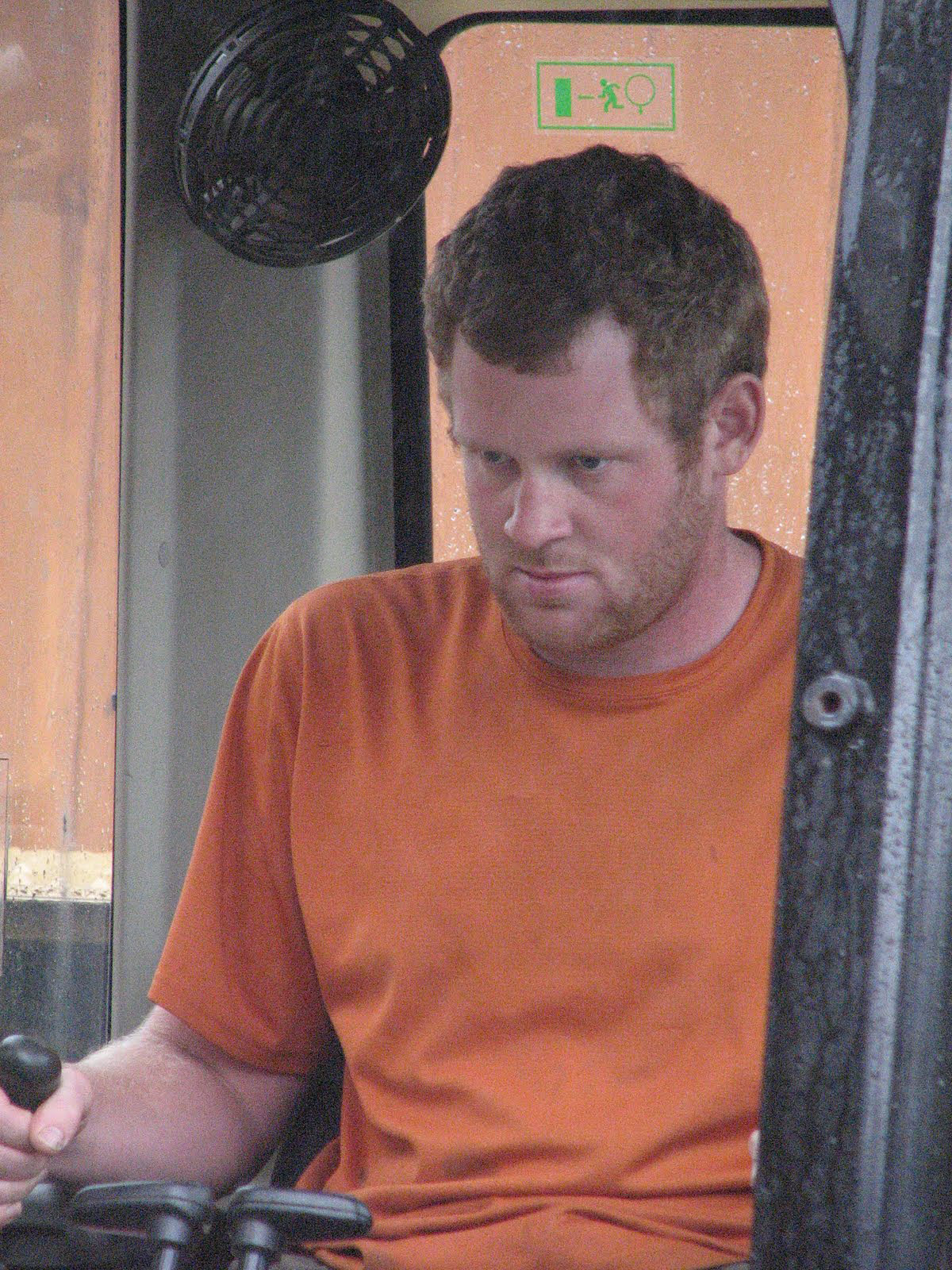 Lucas is a picture of concentration at the controls of the excavator.