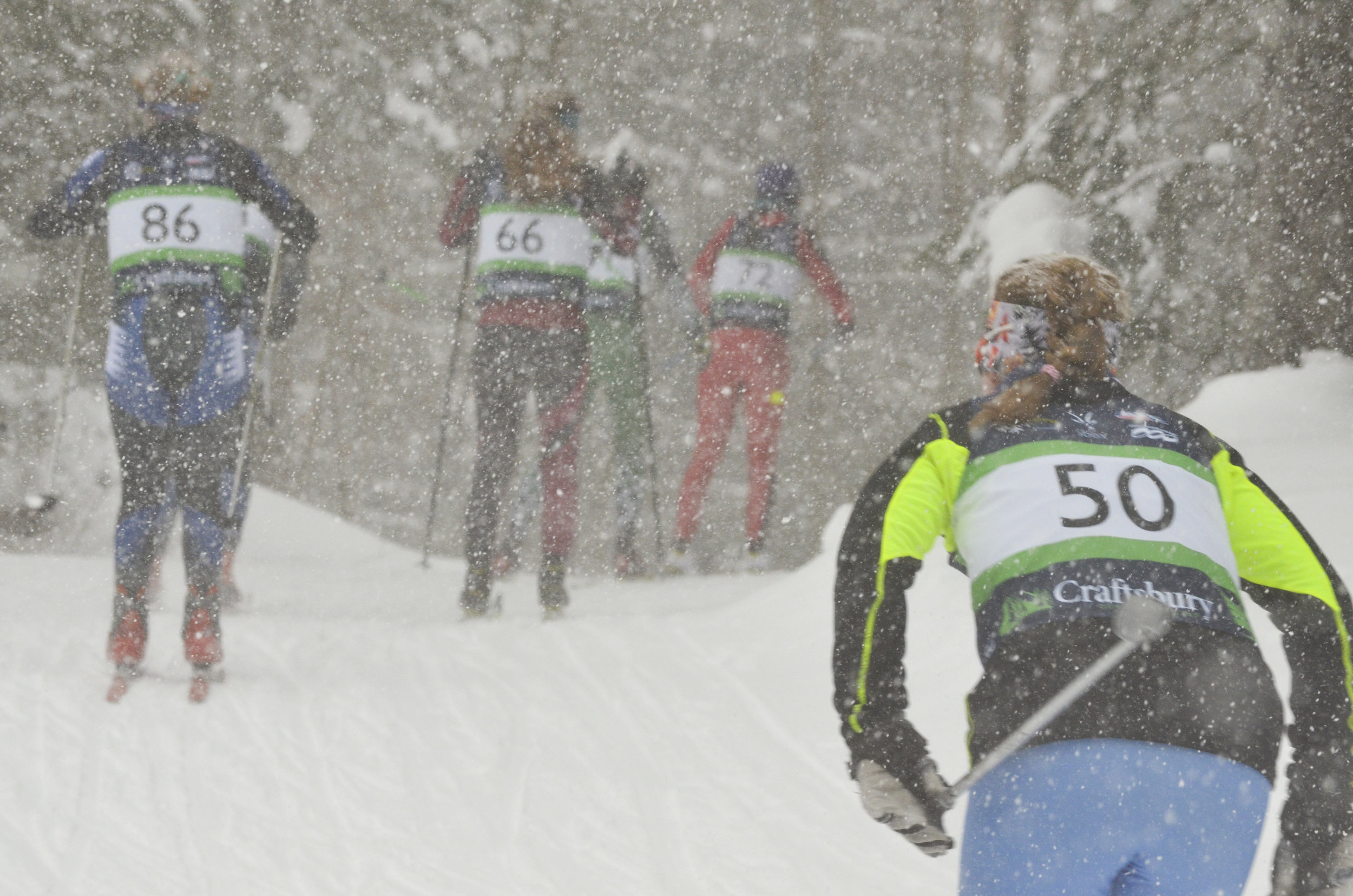 Snow got quite heavy at times for the women’s race.