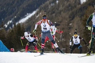 Jake racing the World Cup in Antholz (photo: Nordic Focus)