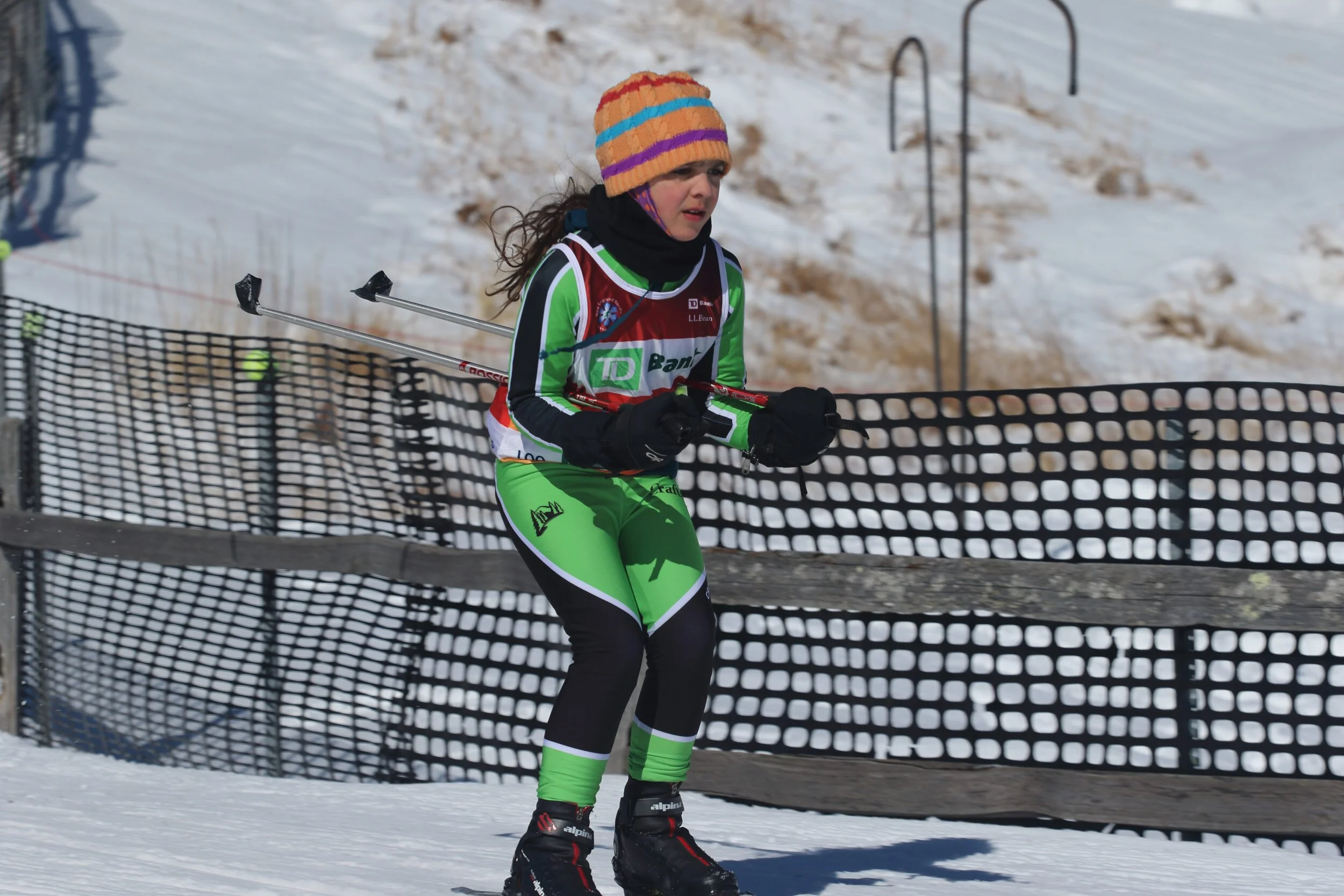 Ruth Krebs tucking around a corner in the 3rd and 4th grade girls race (Chris Nabel photo).