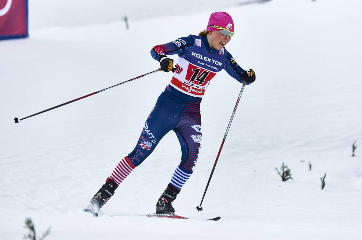 Ida Sargent cornering during the team sprint in Planica (Photo Madshus/Nordic Focus)