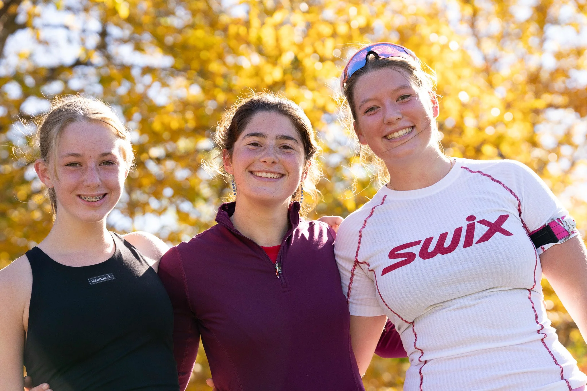 Post-race smiles from Hazel Morton-Lynch, Ava Stratman and Ava Uphoff.