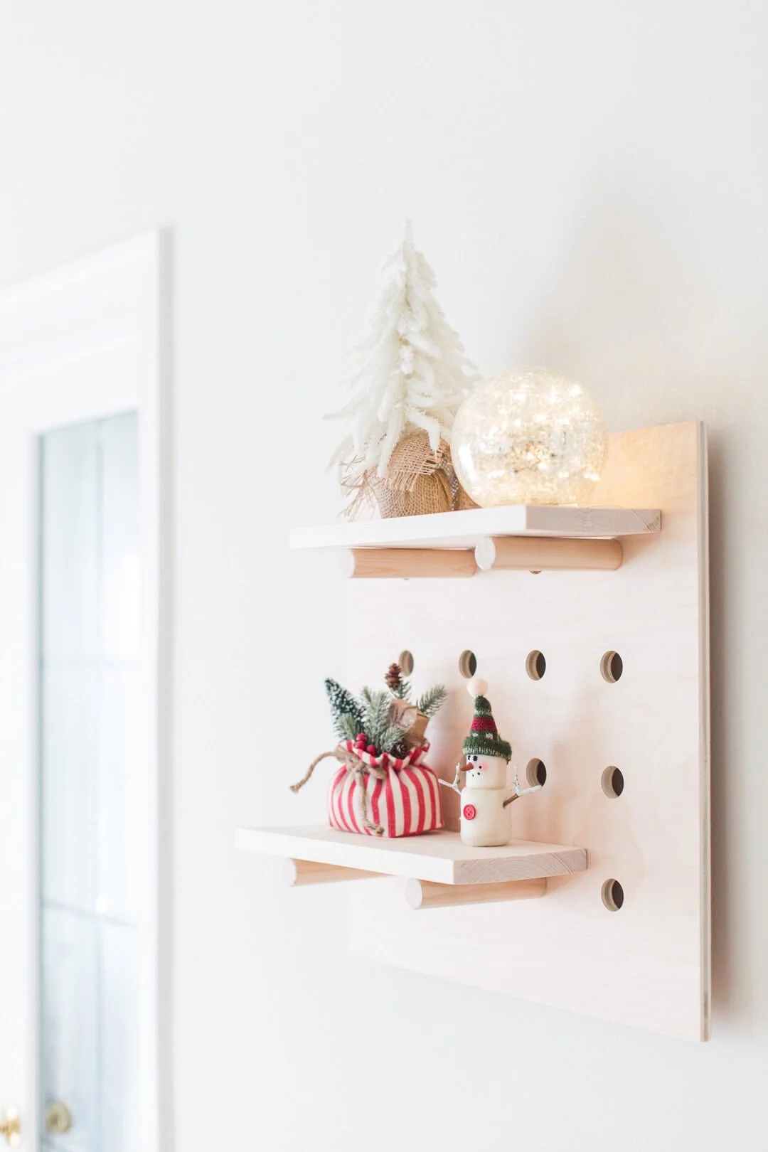 pegboard shelf christmas decoration
