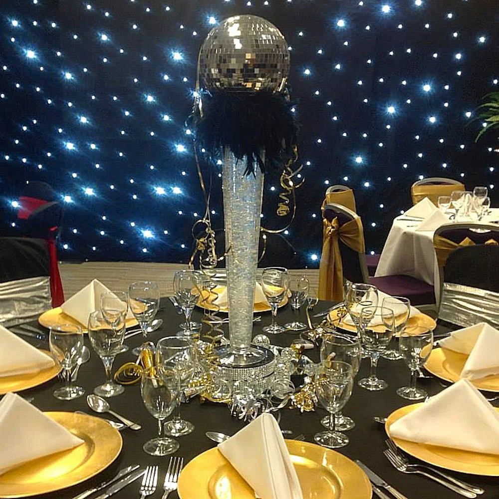 Mirror-Ball-Centrepiece-with-Black-Feathers-2.JPEG