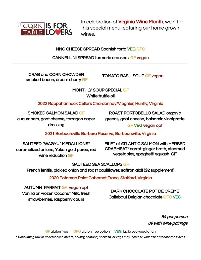 Fine Dining in Fredericksburg, VA — Cork & Table