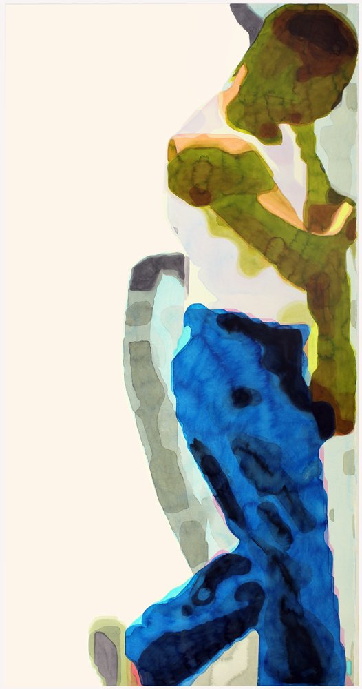 VIA" (K), 2021, Tusche und Aquarell  auf Kupferdruckkarton, 253 x 130 cm