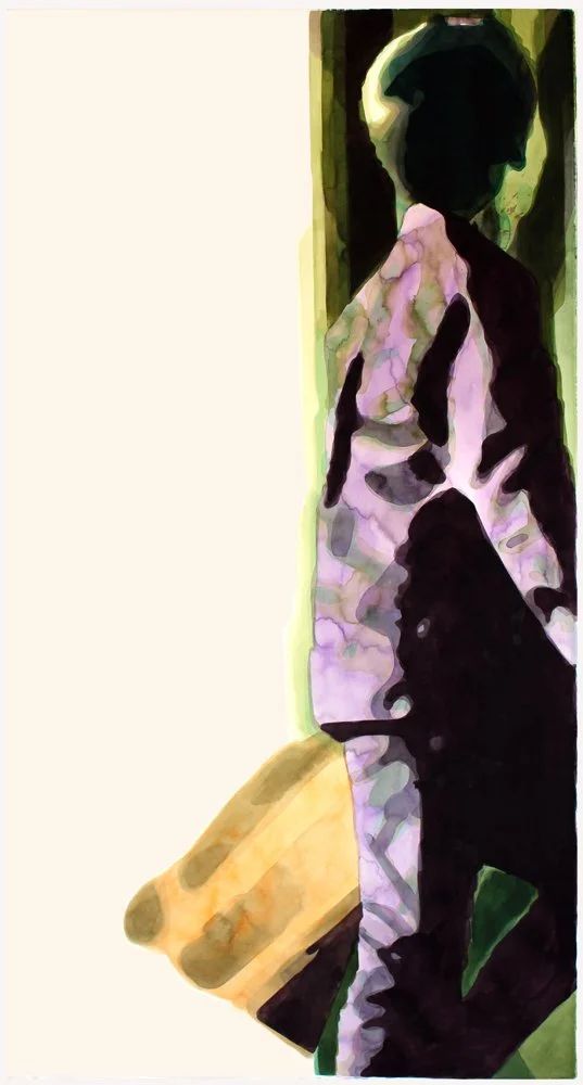 VIA" (X), 2022, Tusche und Aquarell auf Kupferdruckkarton, 253 x 130 cm
