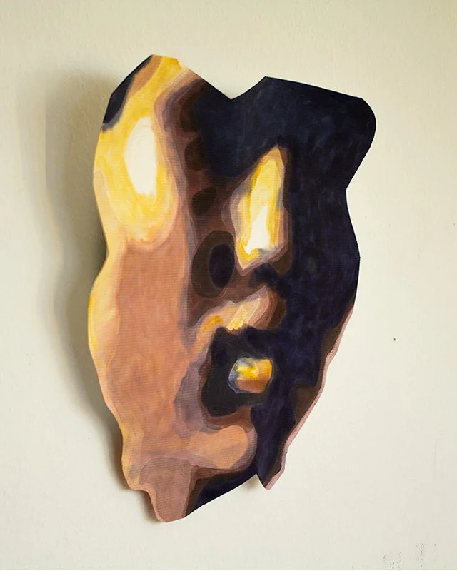  Frauenkopf I, 2022,55 x 59 x 7 cm, Acryl auf Karton 