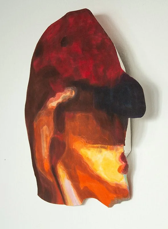  (o.T.) Kopf 9, 2023, 59 x 58 x 7 cm, Acryl auf Karton 