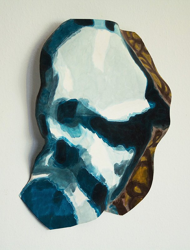  (o.T.) Kopf 5, 2023, 58 x 54 x 6 cm, Acryl auf Karton 