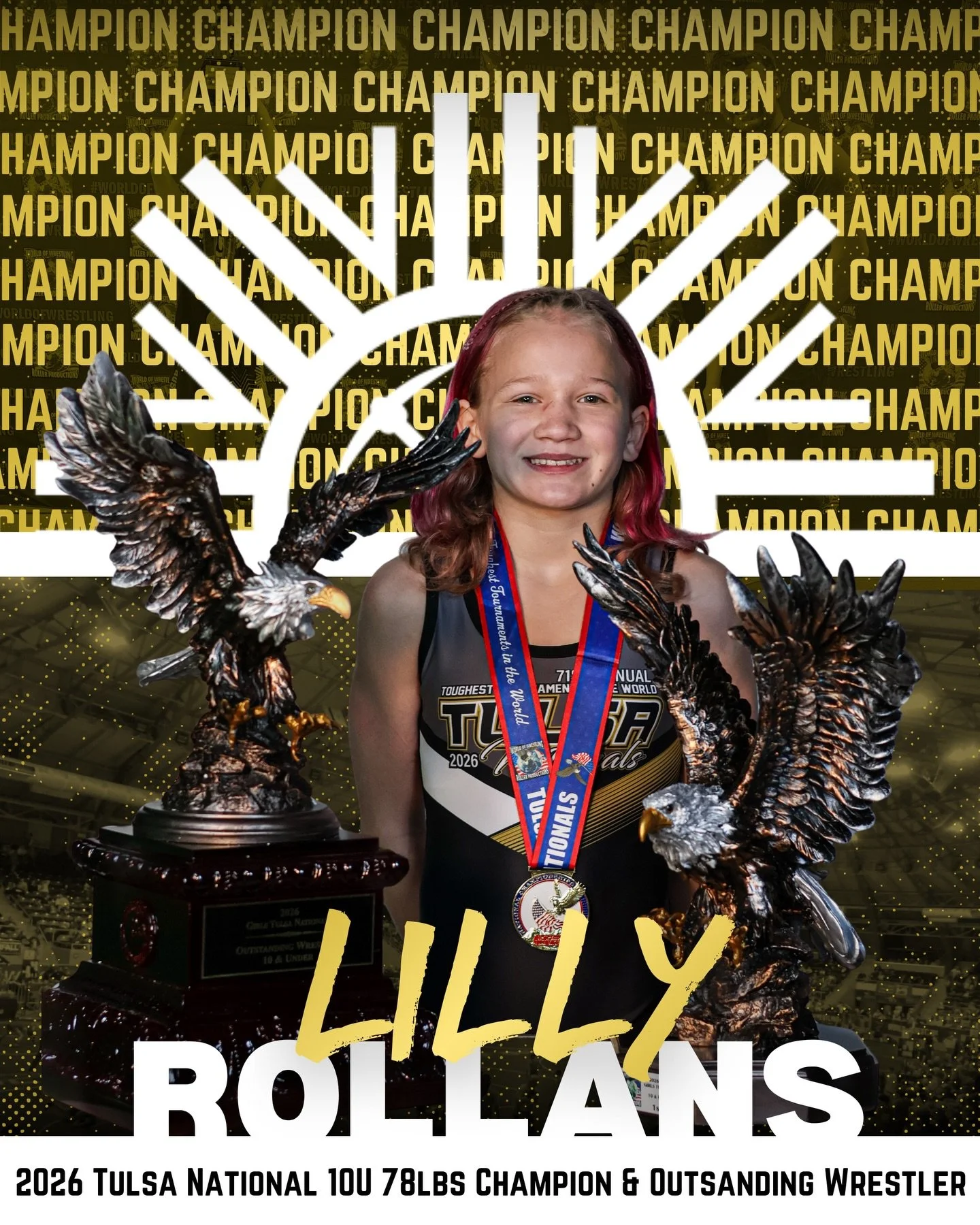 Lilly Rollans is your 12U Tulsa National Champion! 🏆
She is our clubs first two-time champion and Outstanding Wrestler. Her hard work has paid off big time. Congrats @lillybuggg15 ⛏️