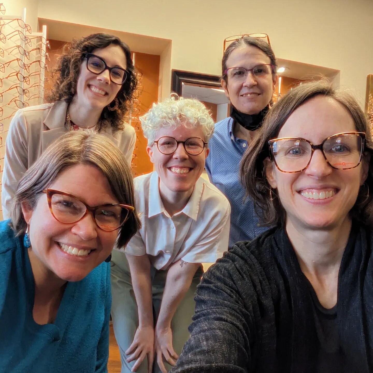 Always a delight to see our @etniabarcelona rep Kelsey and to try on the fun, hip, colorful frames on offer this season! You'll want to try em on too, trust us--make your appointment with us today!