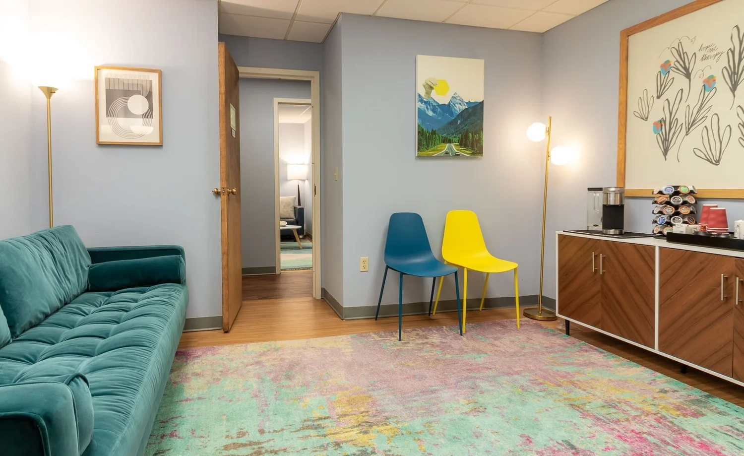 Suite 105 — Waiting Room & Coffee Bar