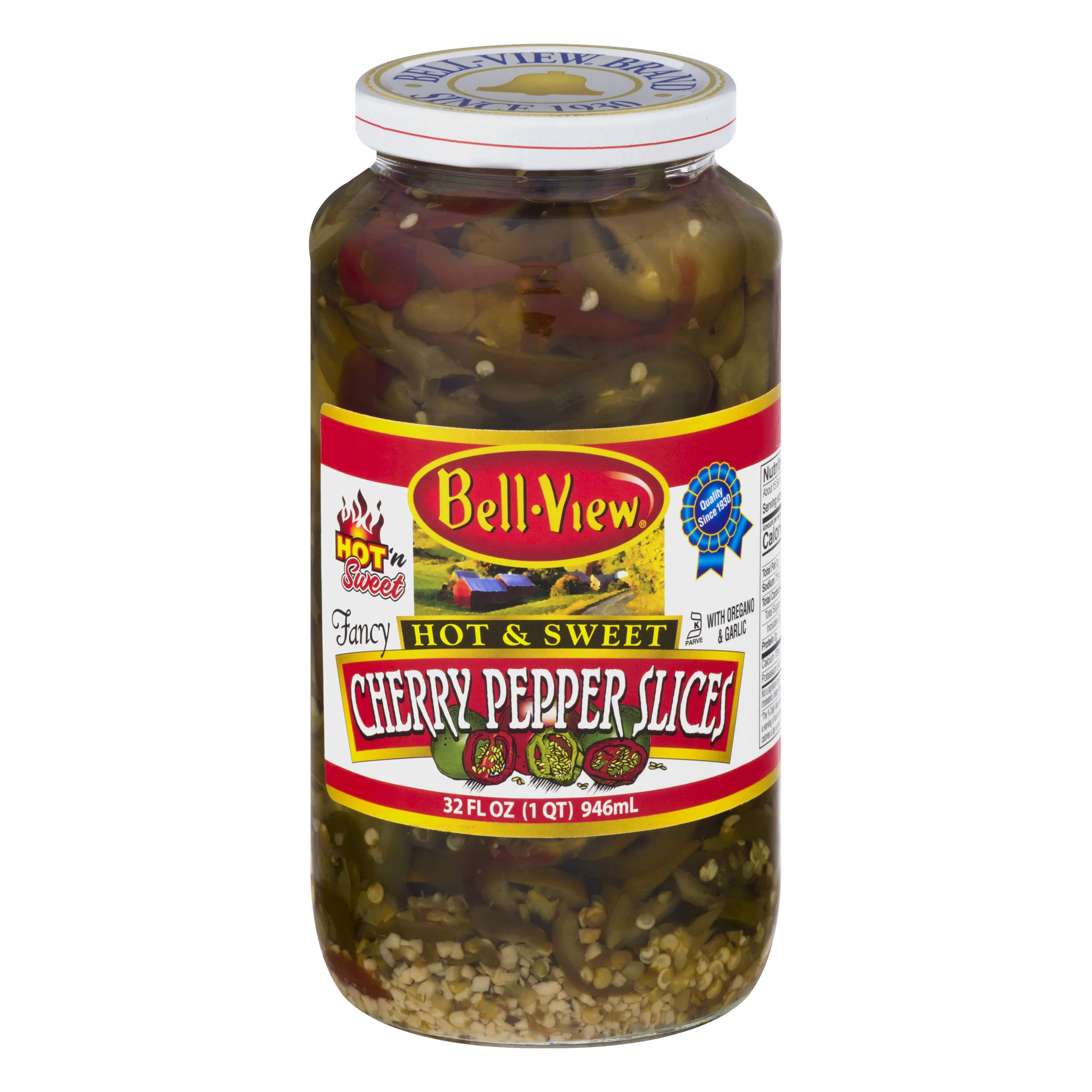 Hot & Sweet Cherry Pepper Slices with Oregano and Garlic 6/32oz.