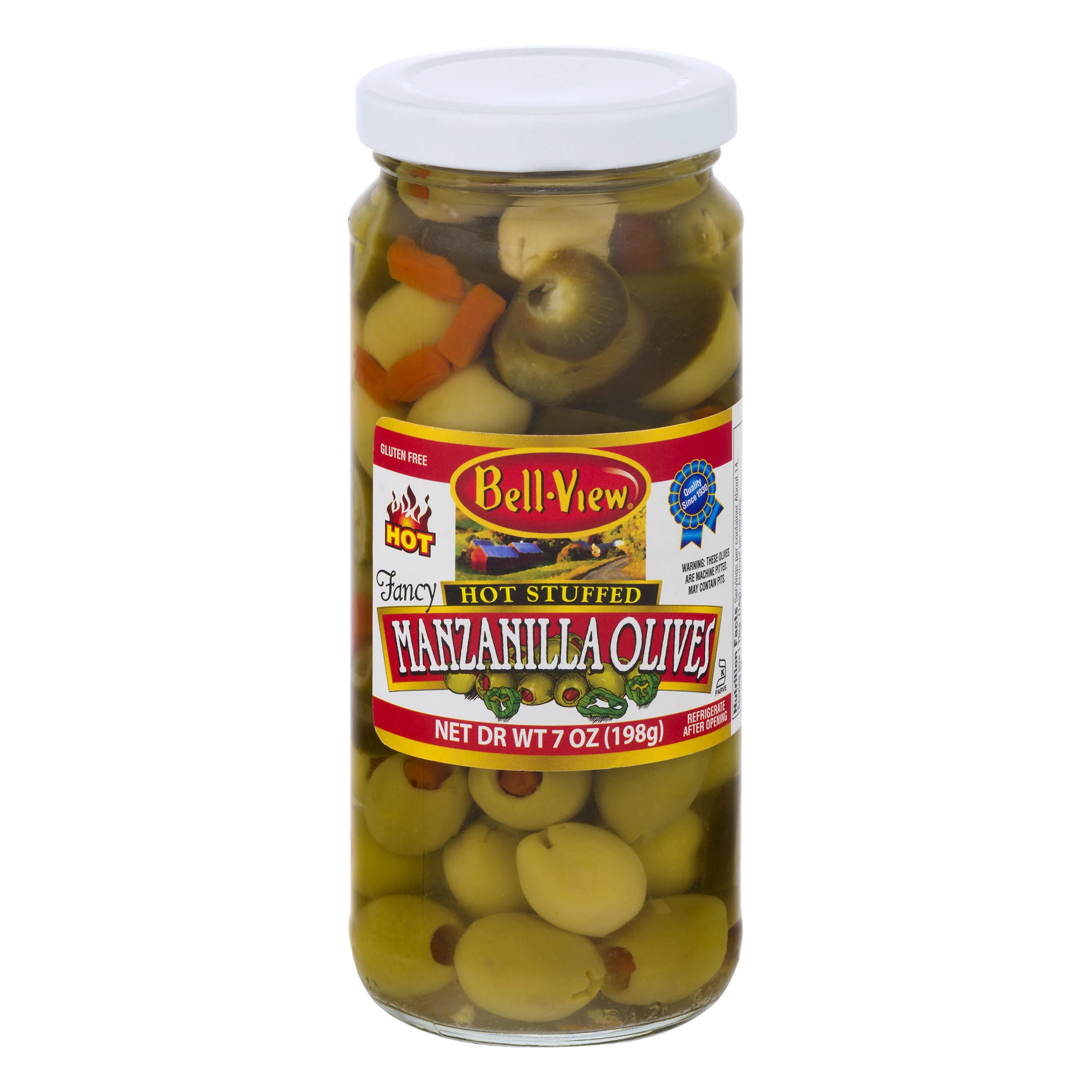Hot Stuffed Manzanilla Olives 7oz.
