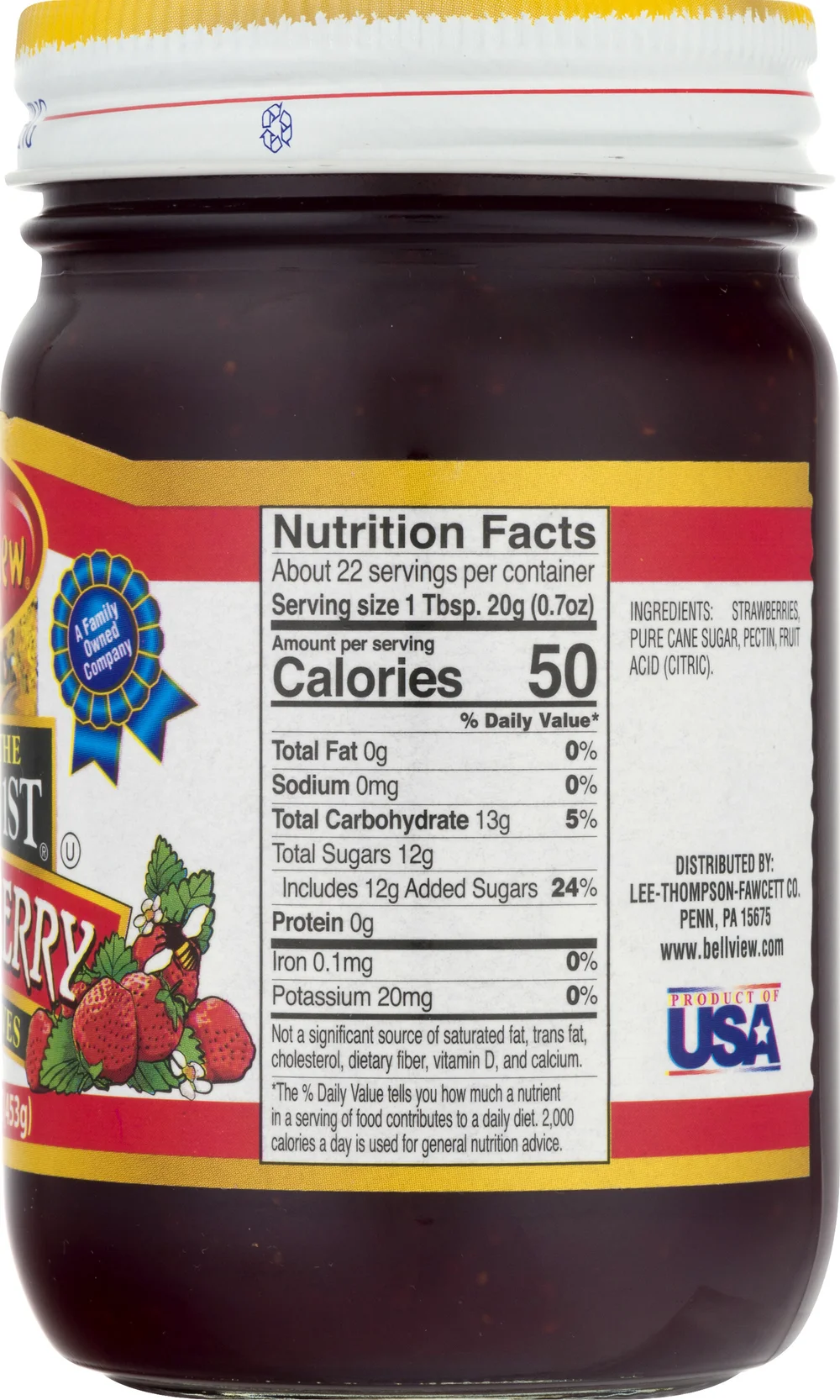 Strawberry Jelly Nutrition Label