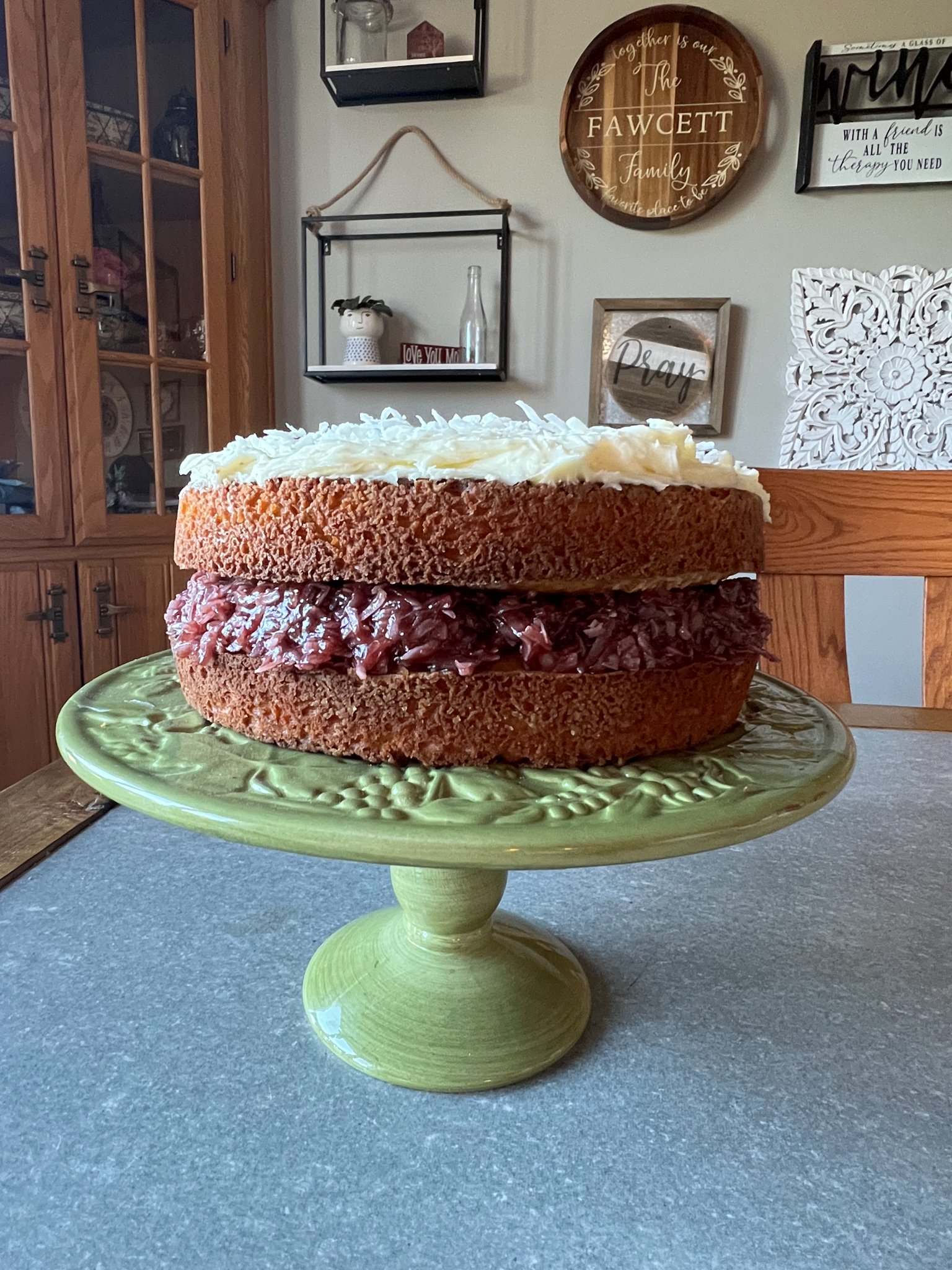 White Chocolate Raspberry Coconut Cake